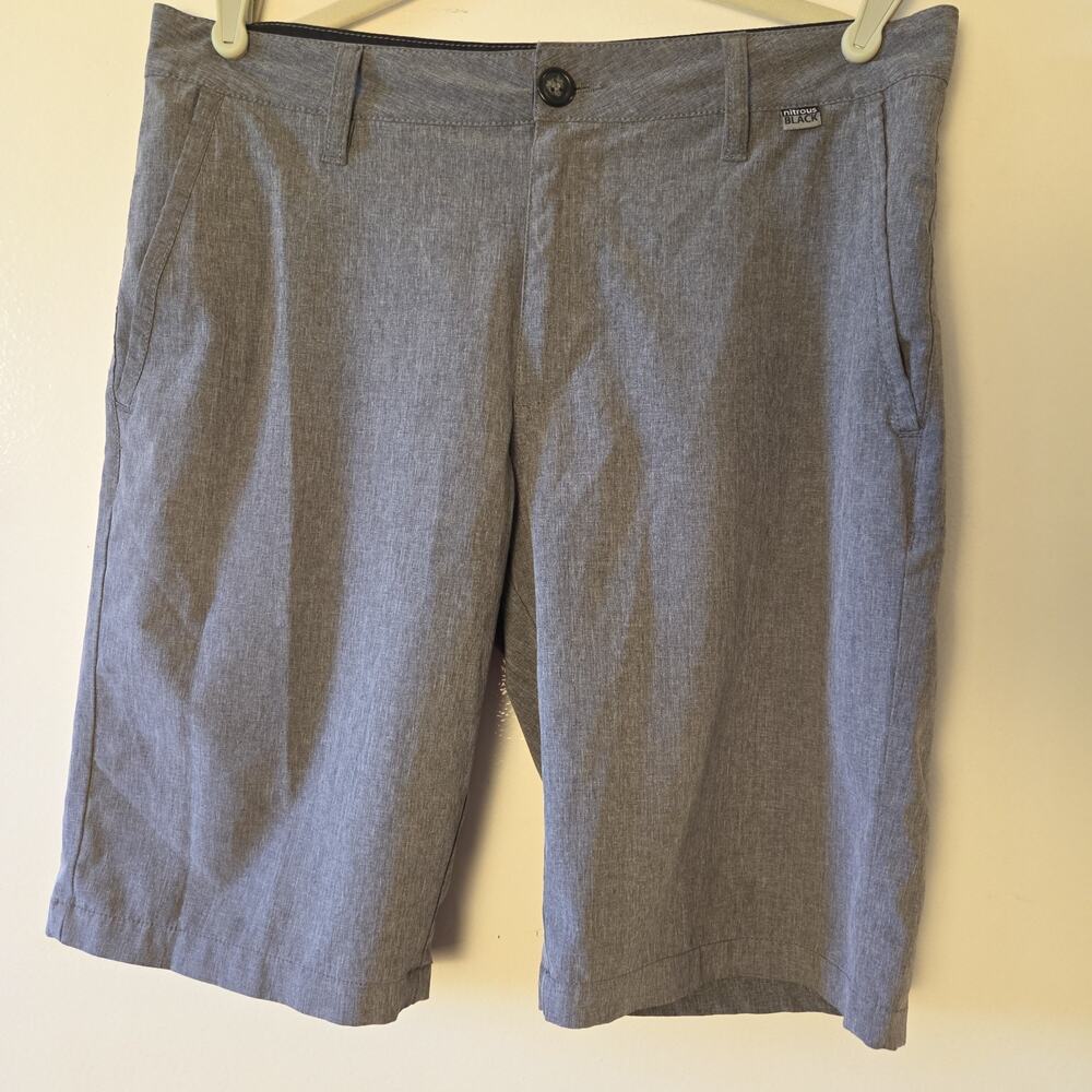 Nitrous Black Mens Hybrid Shorts Size 30 Gray Stretch Boardwalk Tech Chino Swim
